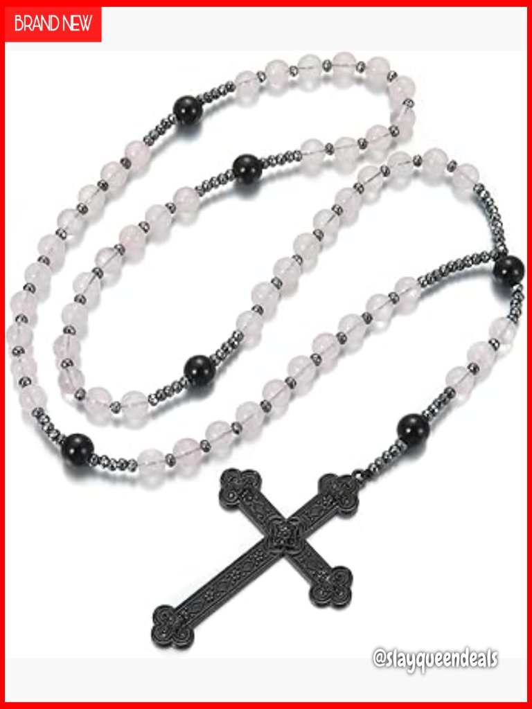 Handmade Catholic Rosary Beads Long Cross Necklace Prayer Christian Faith